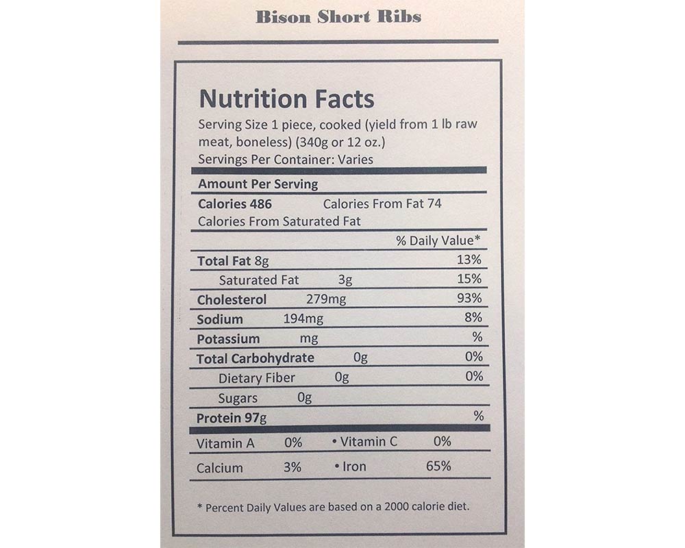 Bison Bone-In Short Ribs, 5 lbs